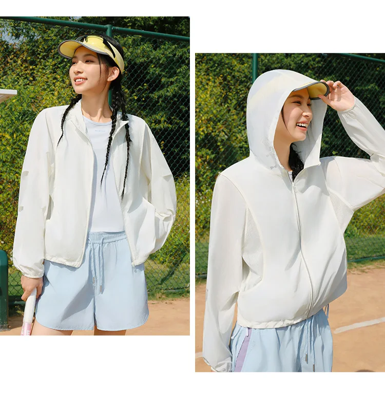 Semir Womens UV Jacket 2026 Cool Feeling Mesh Spliced Loose Hooded Drawstring Casual Outdoor Soft Comfortable