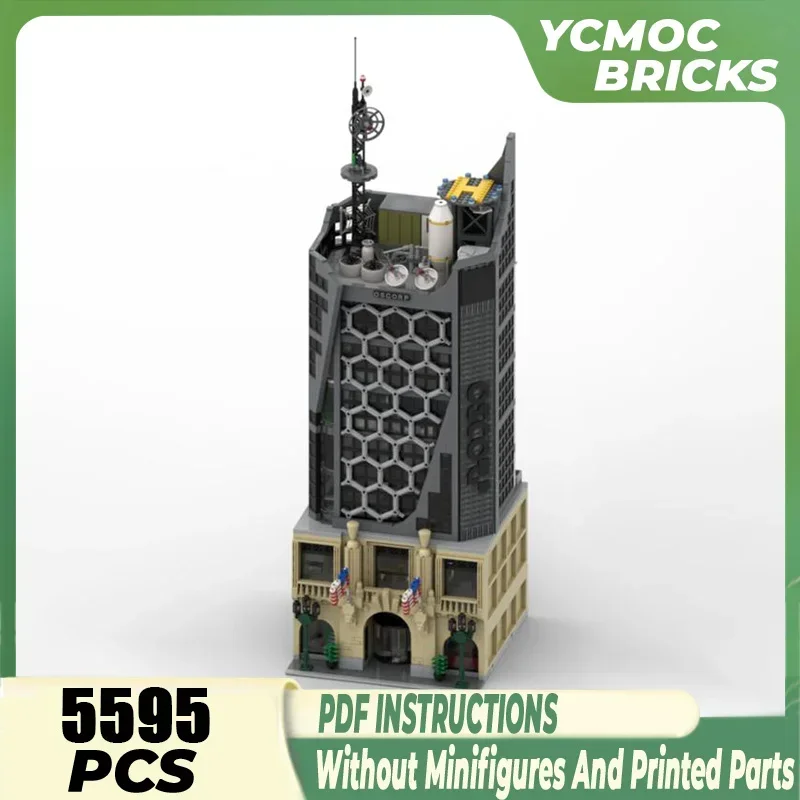 Filme aranha moc bloco de construção oscorp torre modelo tijolos técnicos diy montagem arquitetura modular vista rua brinquedo para presente