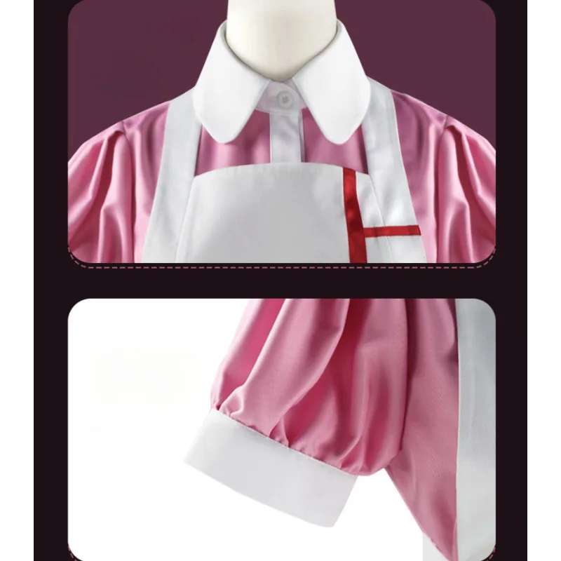 애니메이션 Danganronpa Mikan Tsumiki 코스프레 의상 간호사 유니폼 절망 궁극적 인 메이드 복장 풀 세트 카니발 파티 드레스 여성