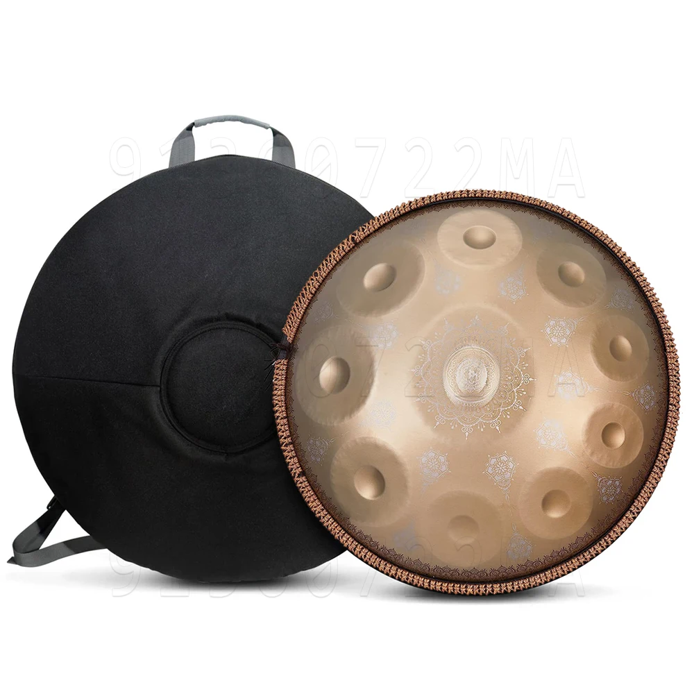 432Hz/440Hz handpan drum 10 tone 22 inch tambor yoga meditation music drum instrument gold engraved pattern steel tongue drum