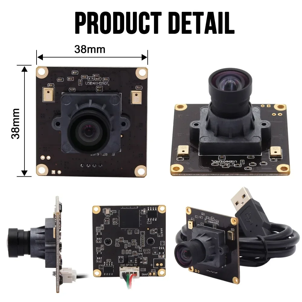 ELP 4K 30fps USB Camera Dual Microphones Mini 38*38mm Industrial Video Surveillance USB Webcam Free Driver for Mac Linux Windows