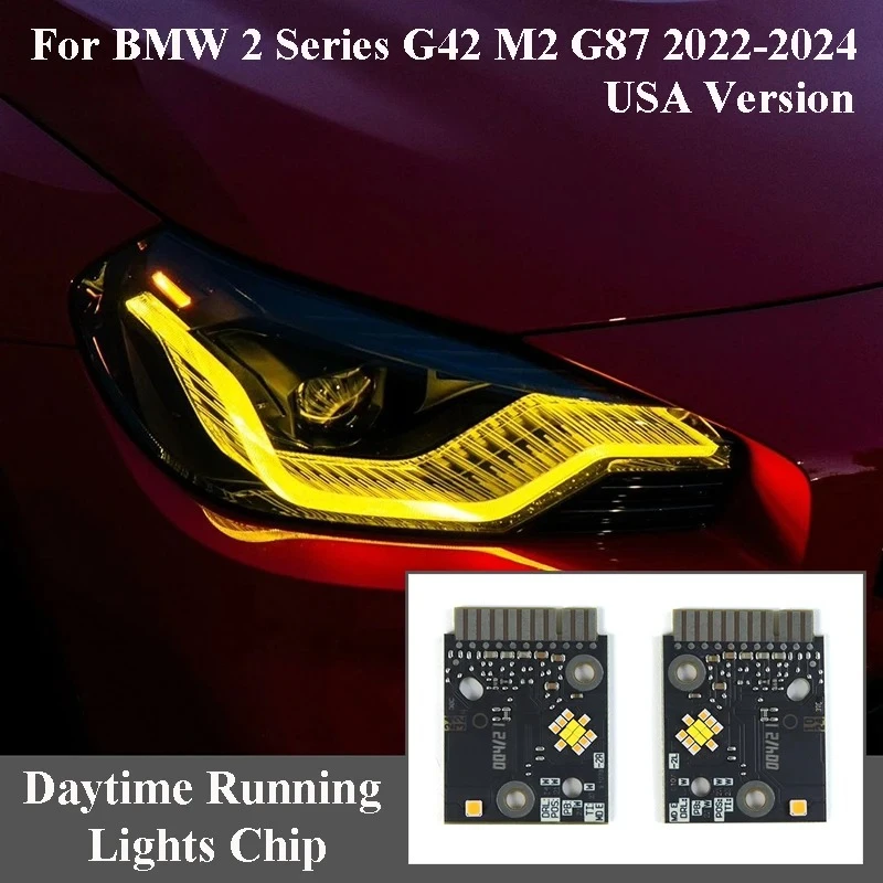 

For BMW M2 2022-2024 Lemon Yellow Angel Eyes DRL Boards 2 series G42 LCI M240i LED Headlight Daytime Running Lights DRL Chip