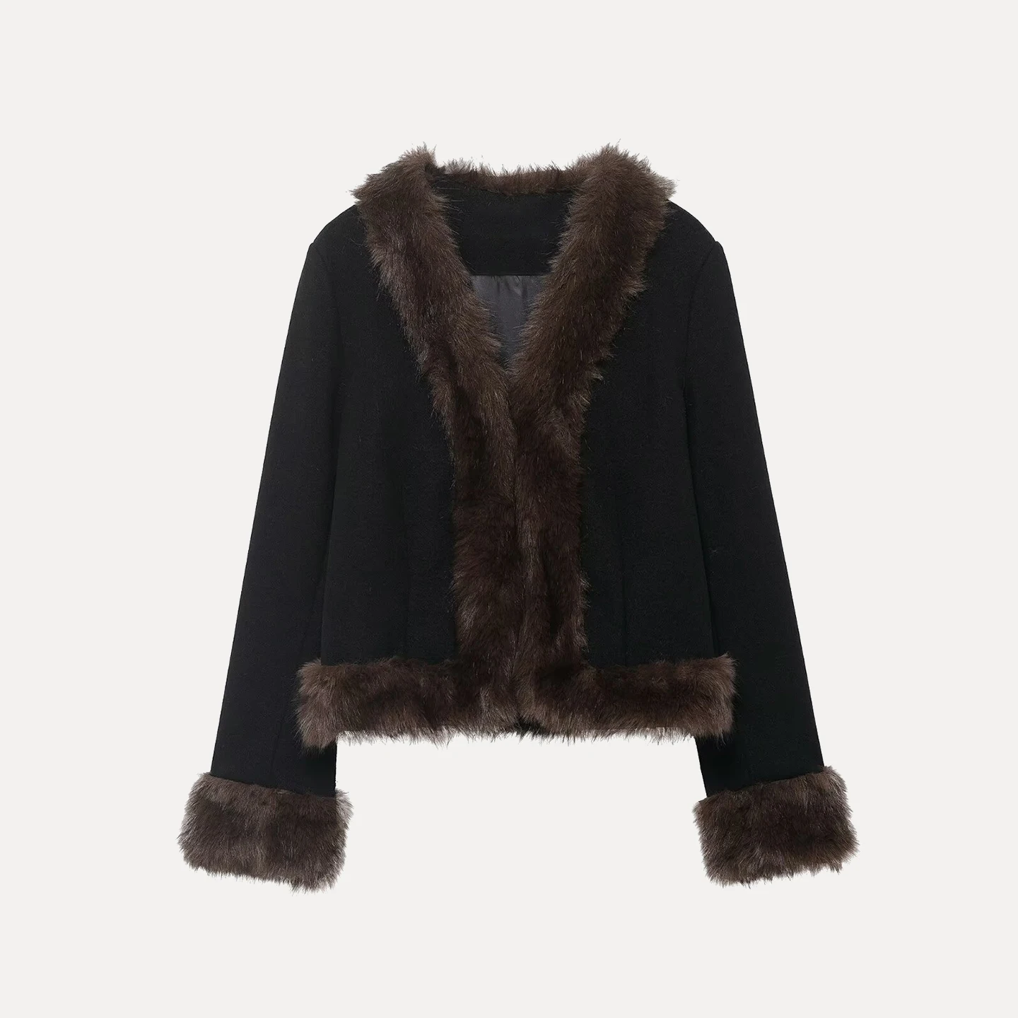 เสื้อโค้ทหนังผู้หญิงทรงเข้ารูป แต่งปกขนมิงค์ ดีไซน์เรียบหรู  สำหรับฤดูใบไม้ร่วง ปี 2025