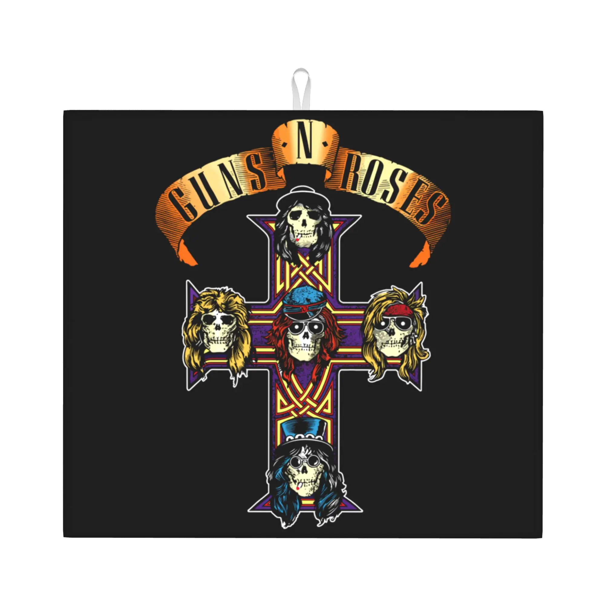 Heavy Metal Rock Music Band Guns N Rose Drying Mat For Kitchen Waterproof Non‑Slip Oil Proof Reusable Countertop Protector Mat