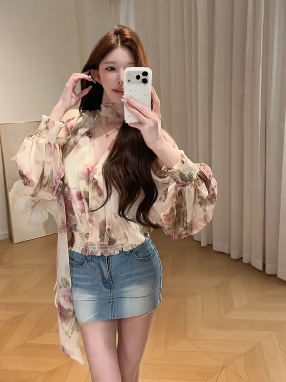 American Retro High Waist Stretchy Slimming Long Legging Denim Skirt A-Line  Skirt for Girls Washed Effect Half-length