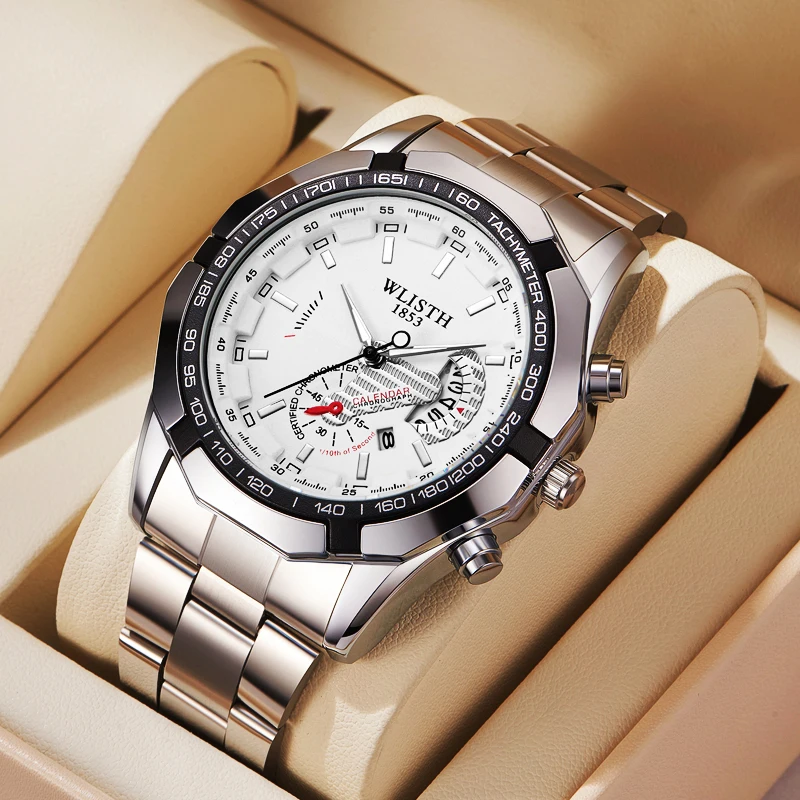 

WLISTH модные и модные мужские часы со светящимся водонепроницаемым большим циферблатом и повседневными кварцевыми наручными часами