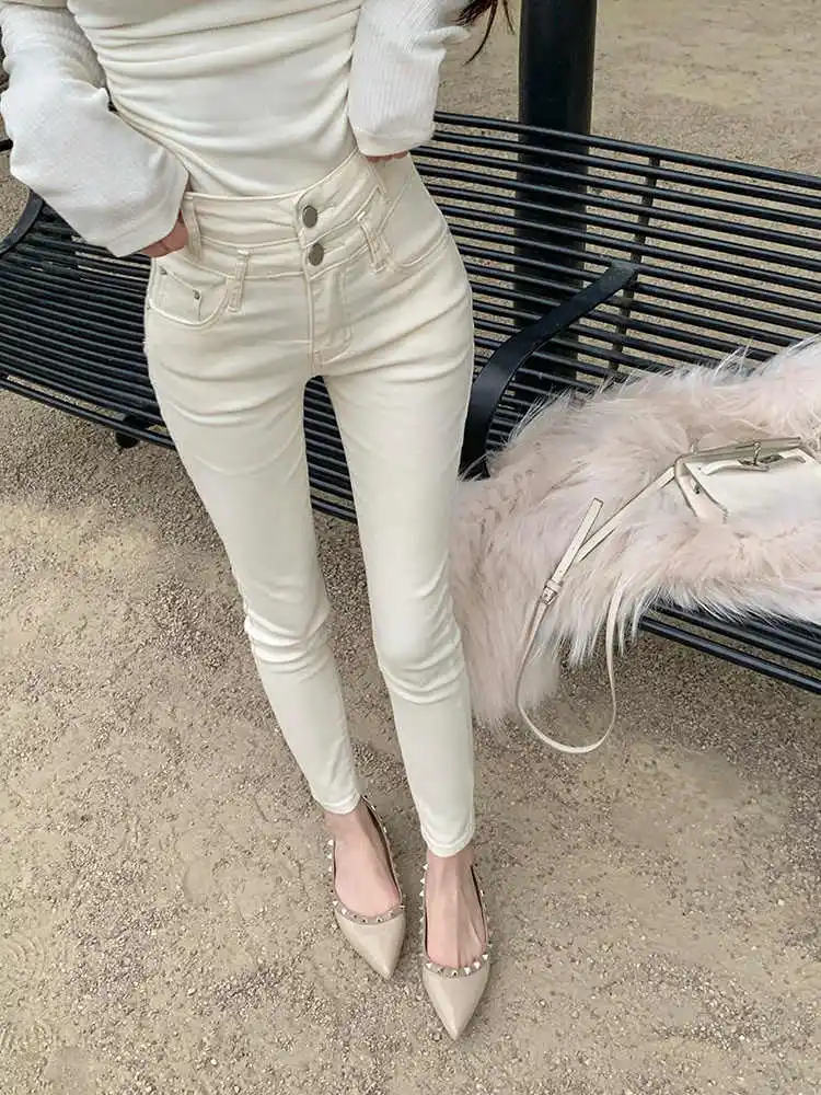 

Женские джинсы с высокой талией, облегающие, укороченные (до щиколотки), из эластичного хлопкового денима, высокоэластичные, износостойкие, для повседневной носки