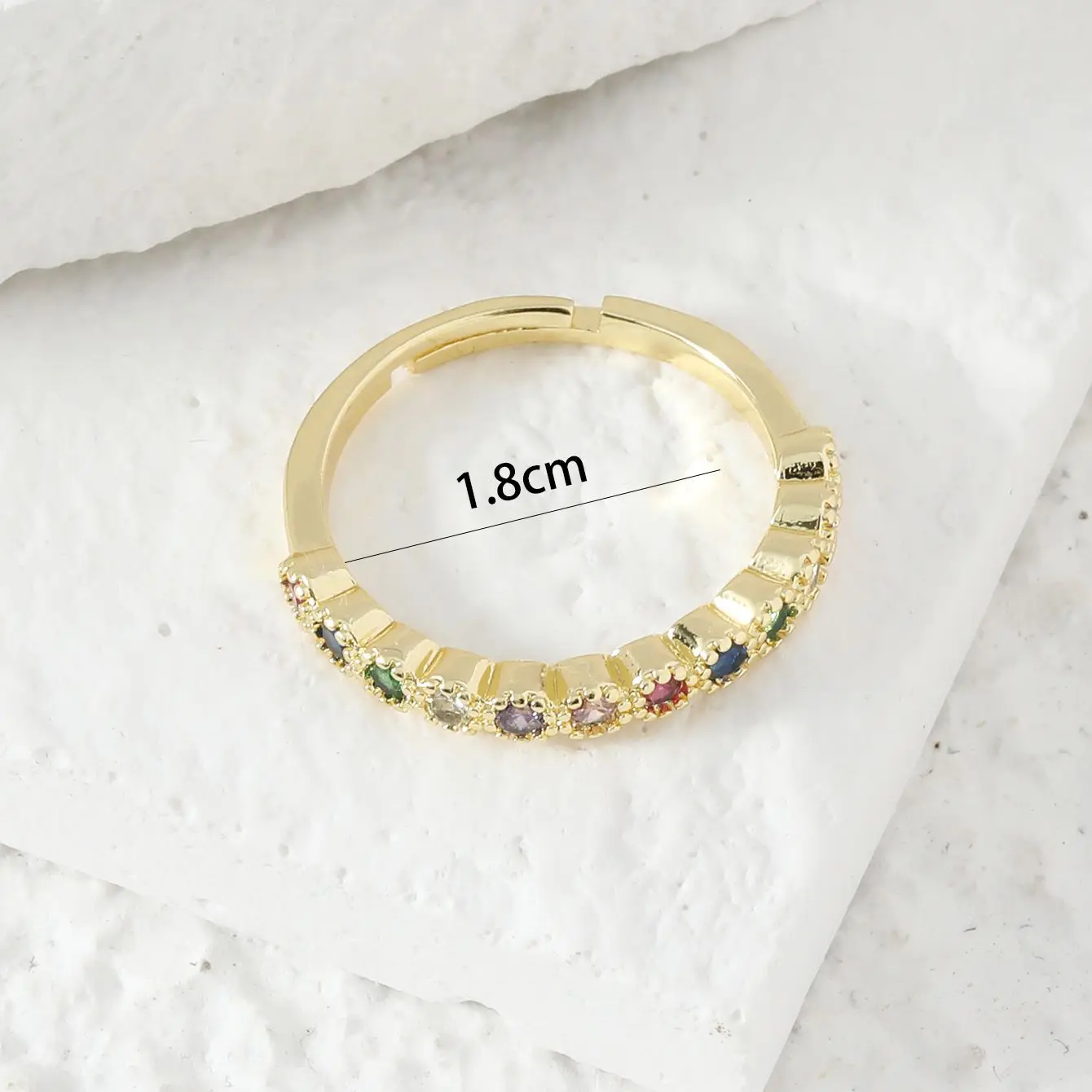 Colorful Diamond Inlaid Open Adjust Ring Niche Simple Designed for Ladies Exquisite Accessory