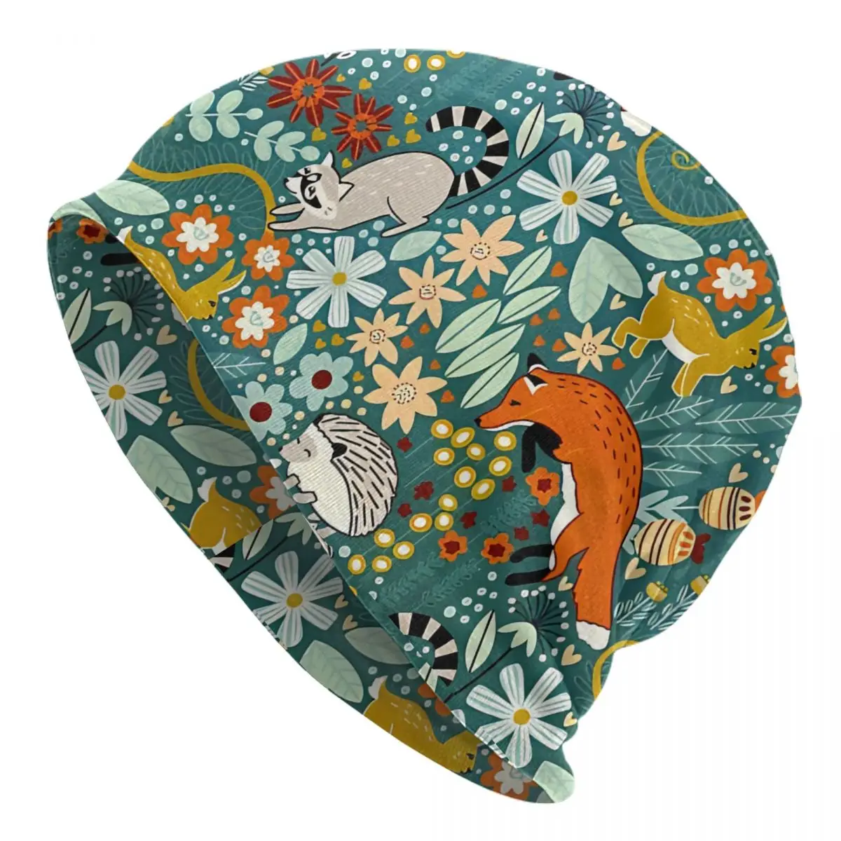 Forest Animal Autumn Female Thin Beanies Cycling Bonnet Hats