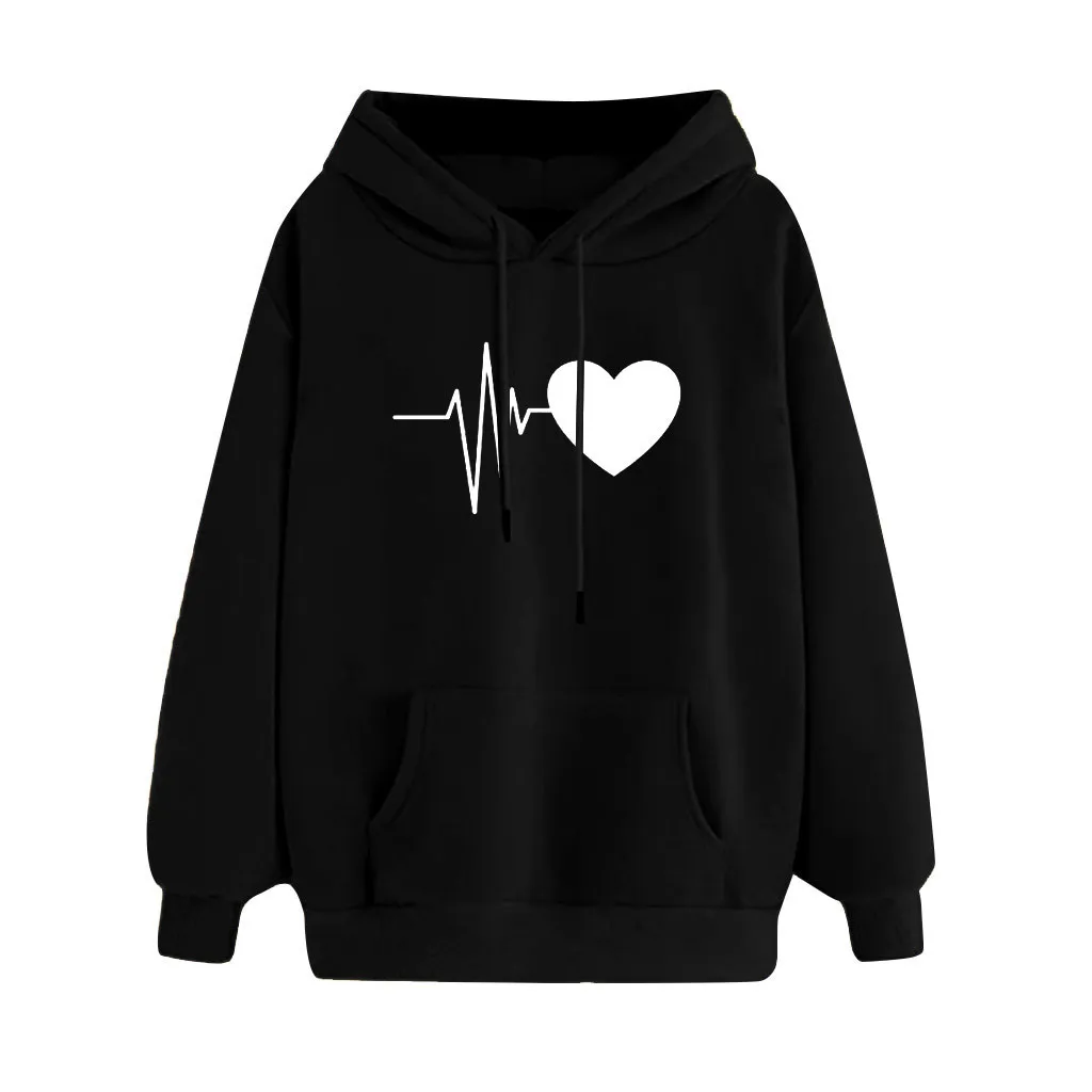 

Women's Sweatshirts Long Sleeve толстовка женская 2024 Autumn Fashion Heart Print Hoodies Tops Casual Loose Hooded Sweatshirt