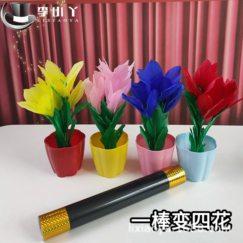 Magic Wand Turns Into Four Flower Cane To Flowers Magic Tricks Stage Wand Magia Mentalism Illusion Gimmick Props Magician