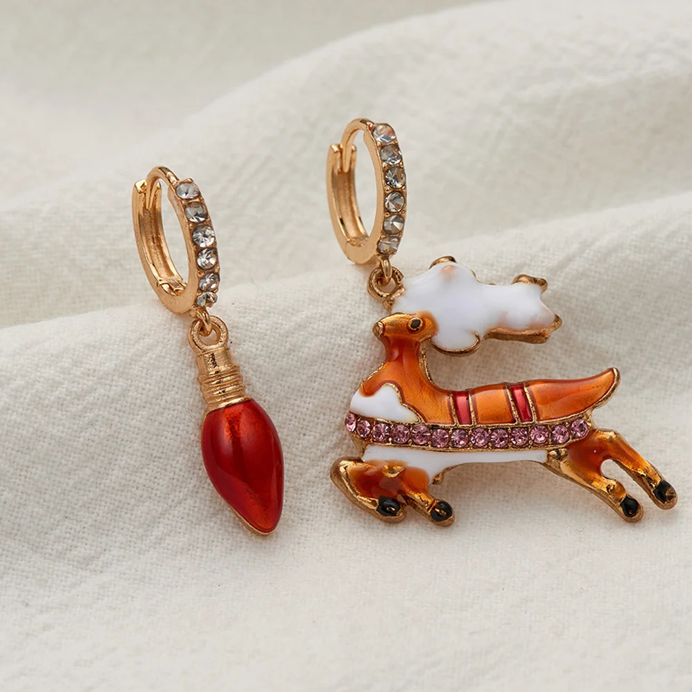 

4 Pairs Cubic Zirconia Christmas Earrings Set Ornament Candy Jewelry Rhinestones