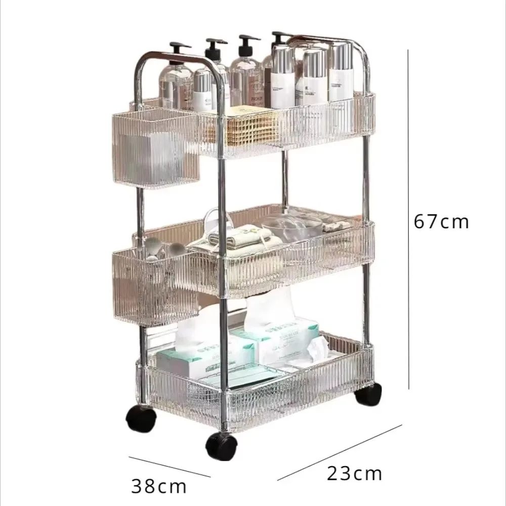 Acrylic Trolley Transparent Storage Rack Multi-Layer Snacks Storage Cart Living Room Snack Storages Shelf Bathroom Mobile Shelf