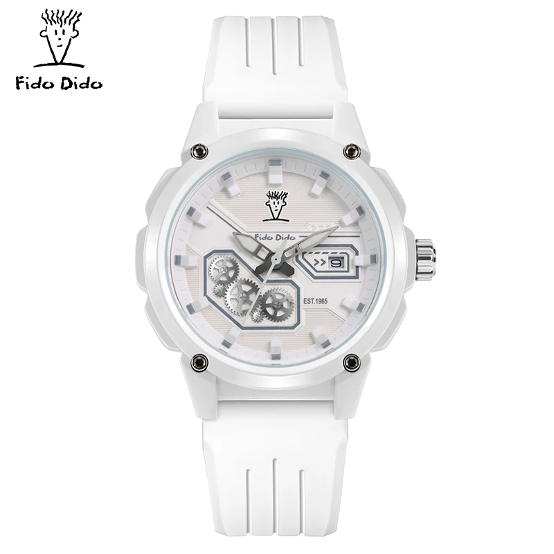 FIDO DIDO Unisex Sports Watch - Silicone Strap | 50M Waterproof | Japan Movement | Couple Gift FD2328-905