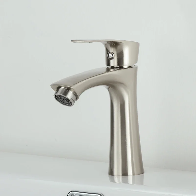 Zinc Alloy Basin Faucet Bathroom Brushed Vessel Sink Tap Single Cold Water Tap Deck Mount Wash Basin Faucet Crane Single Handle