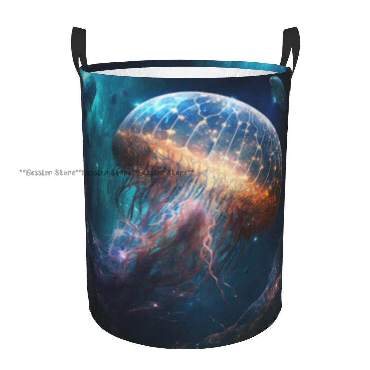 Laundry Basket Fantasy Jellyfish Space Folding Dirty Clothes Toys Storage Bucket Household