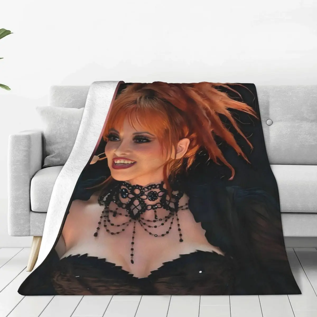 Custom Mylene Farmer Blankets Warm Flannel French Singer Throw Blanket for Sofa Bedroom Bedding