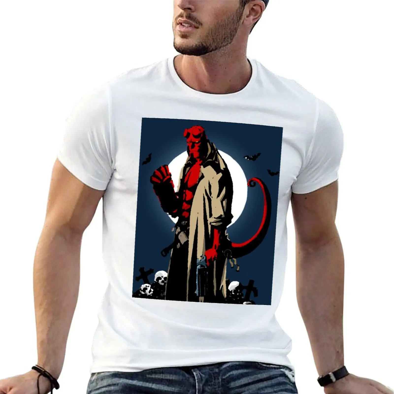 

Футболка «Хеллбой», забавные футболки, мужская футболка, хлопковая футболка, мужская хлопковая футболка