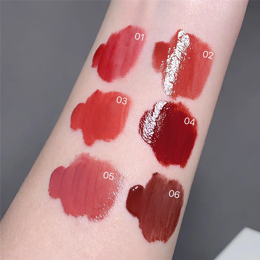 6 Colors Angel Girl Mirror Matte Liquid Lip Gloss Moisturizing Long Lasting Red Pink Lip Gloss Glaze Cute Makeup Product 1Pcs