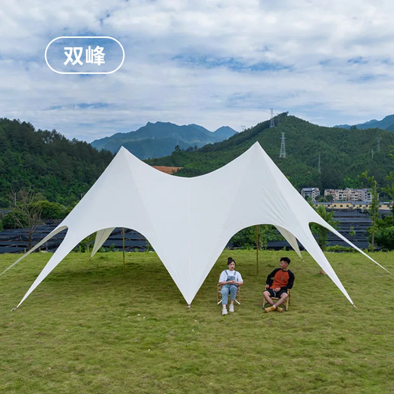 Toldo de tela Oxford para acampar, carpa escénica de 3 picos, a prueba de lluvia y sol, Extra grande