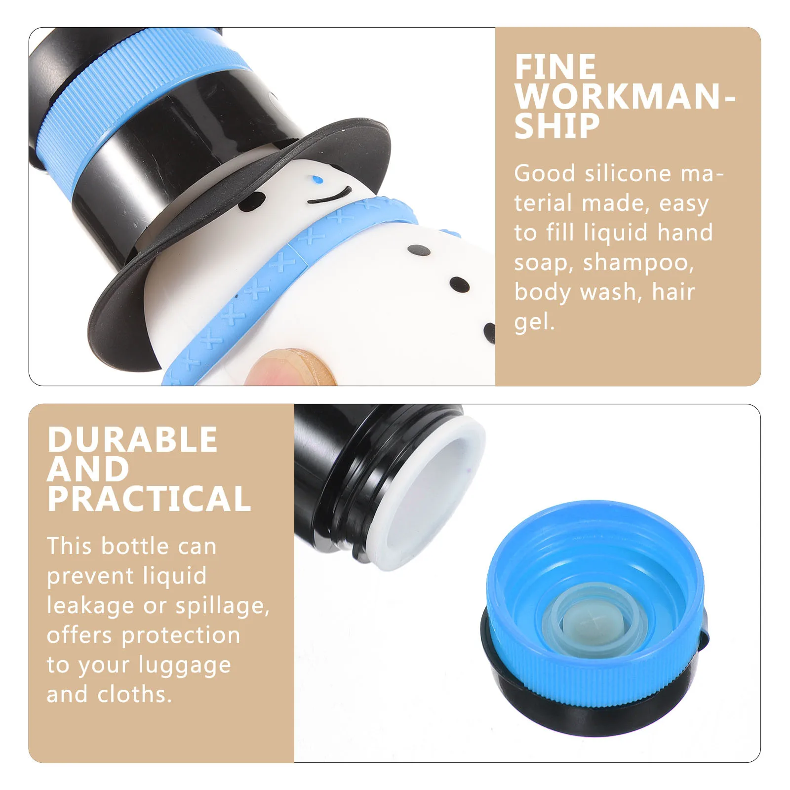 زجاجة سفر من السيليكون لعيد الميلاد على شكل رجل ثلج قابلة لإعادة الملء، شامبو مانع للتسرب، حاويات سفر مدمجة لمستلزمات التجميل