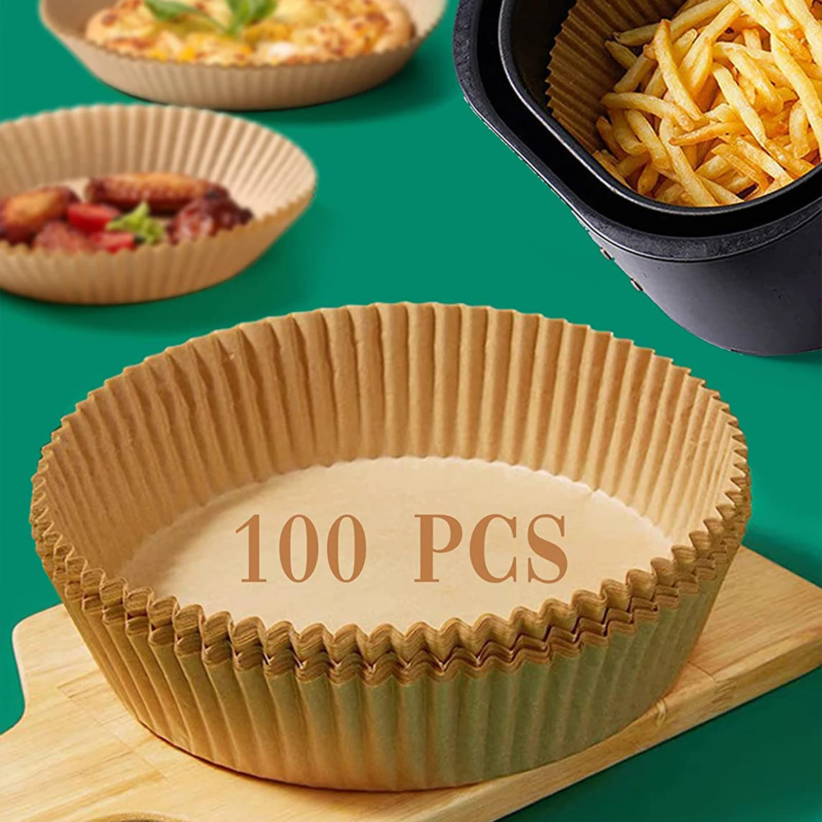 100PCS Air Fryer Paper Liners 7.9in Air Fryer Accessories Microwave Oven Paper Oven Paper High Temperature Resistance