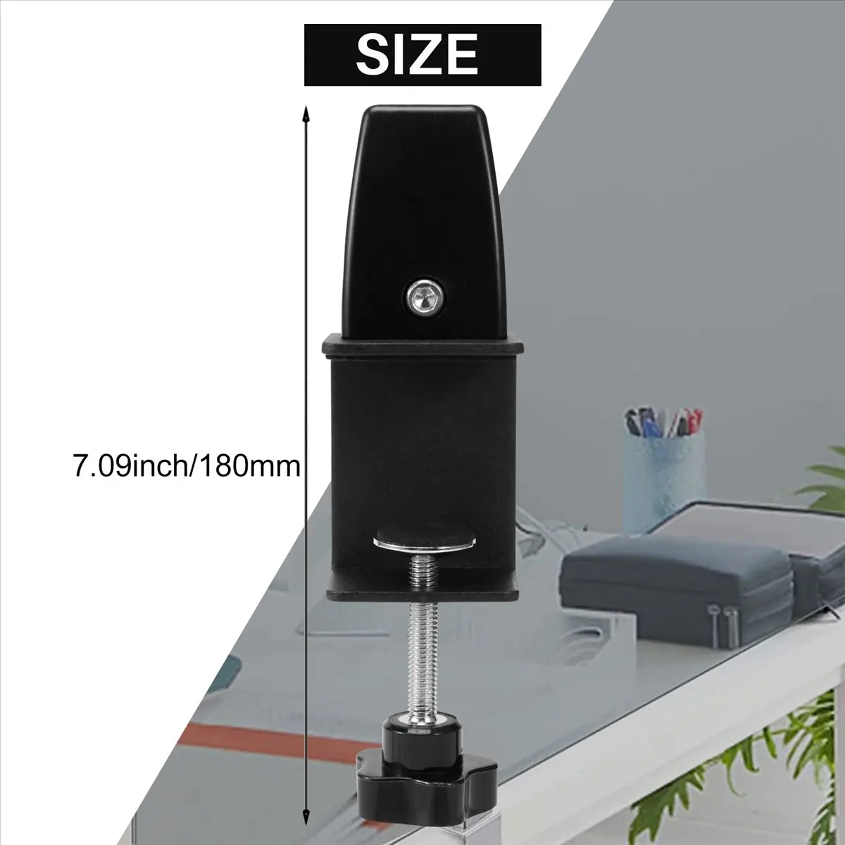 A78I 2 Pcs Office Desk Divider Clamp Privacy Screen Clip Holder Bracket Screen Baffle Clamp Partition for Table Clamp -Black