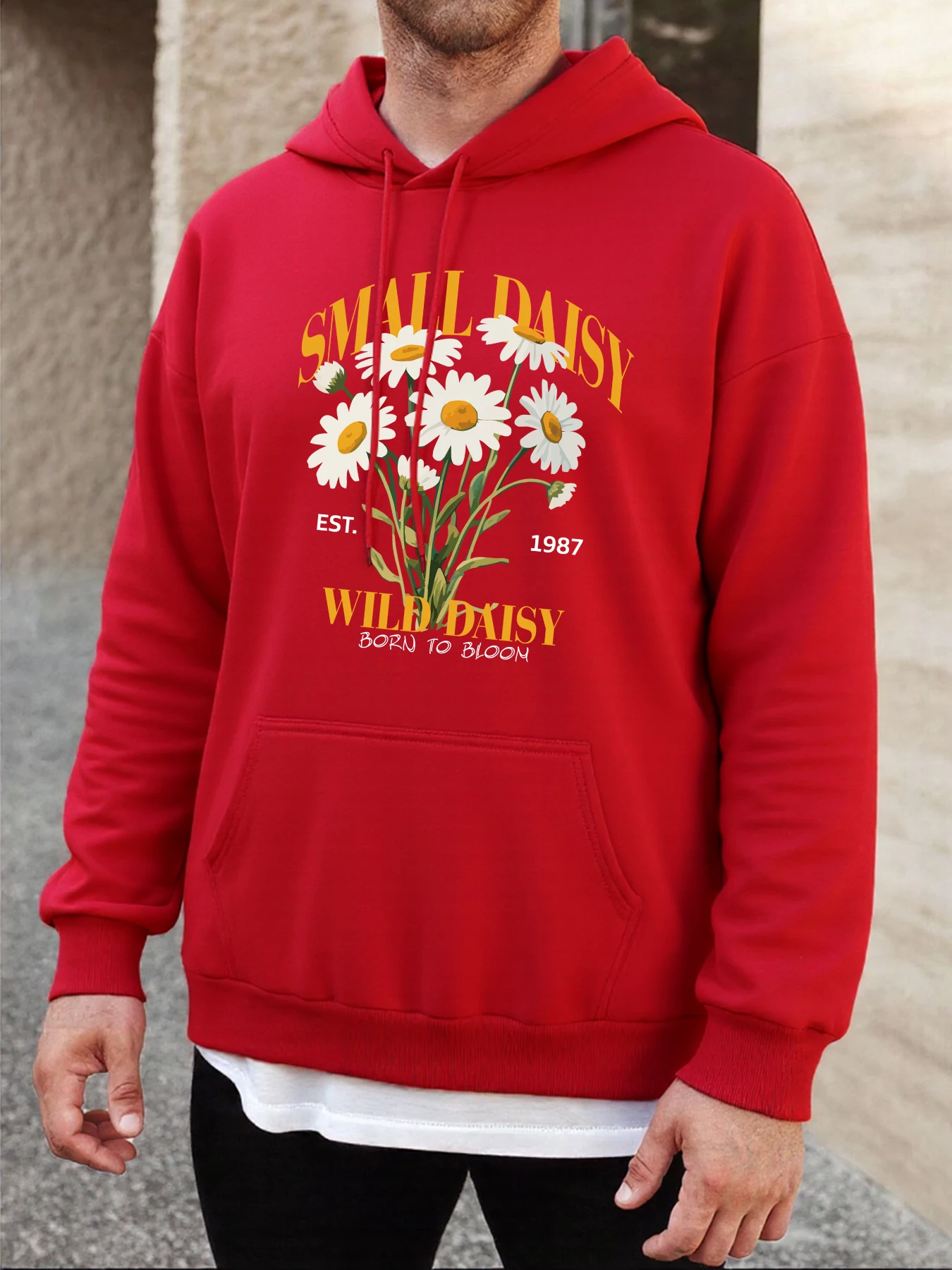 Daisy Growing In The Wild Printed Hoodies Male Autumn Casual Soft Hoody Fleece Hip Hop Pullover Pocket Unisex Loose Streetwear