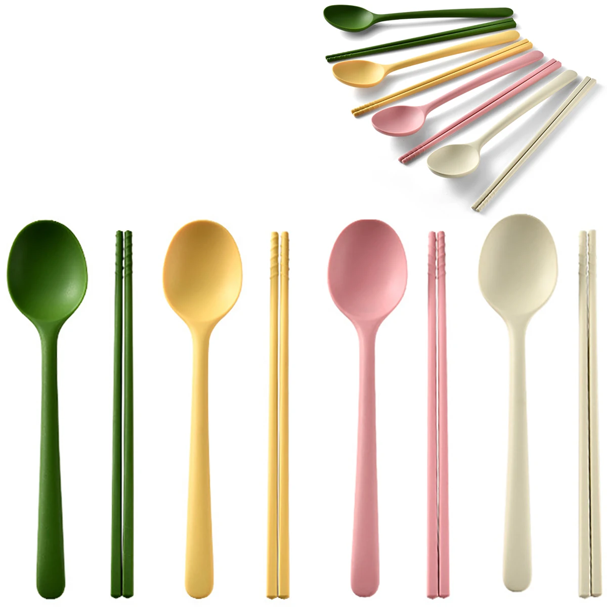 8/16 stücke Silikon Löffel Nicht Slip Stäbchen Geschirr Set Farbige Haushalt Küche Geschirr Wiederverwendbare Nehmen Tragbare Besteck