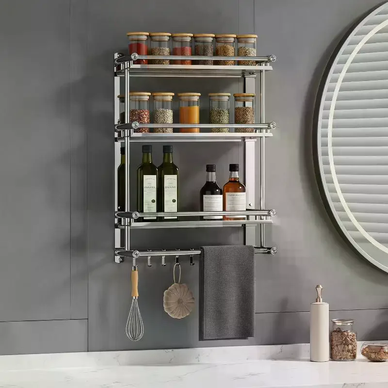 Stainless Steel Bath Towel Rack Perforation-free Hotel Hotel Bathroom Rack Towel Rack Towel Bar Bathroom Shelves