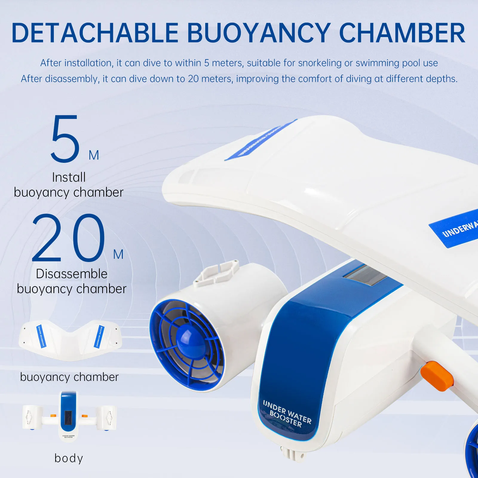 معدات الغوص المحمولة معززات السباحة تحت الماء مقاس 2.8 بوصة