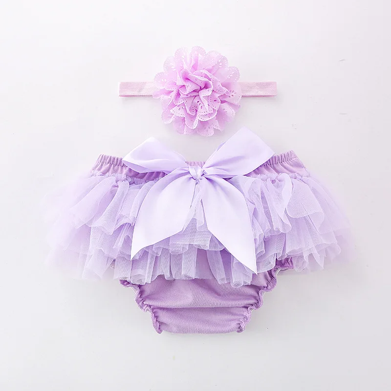 Baby Cotton Lace Bloomers Newborn Flower Headband Shorts Cute Baby Bottom Diaper Cover Toddler Girls Summer Satin Short Pants