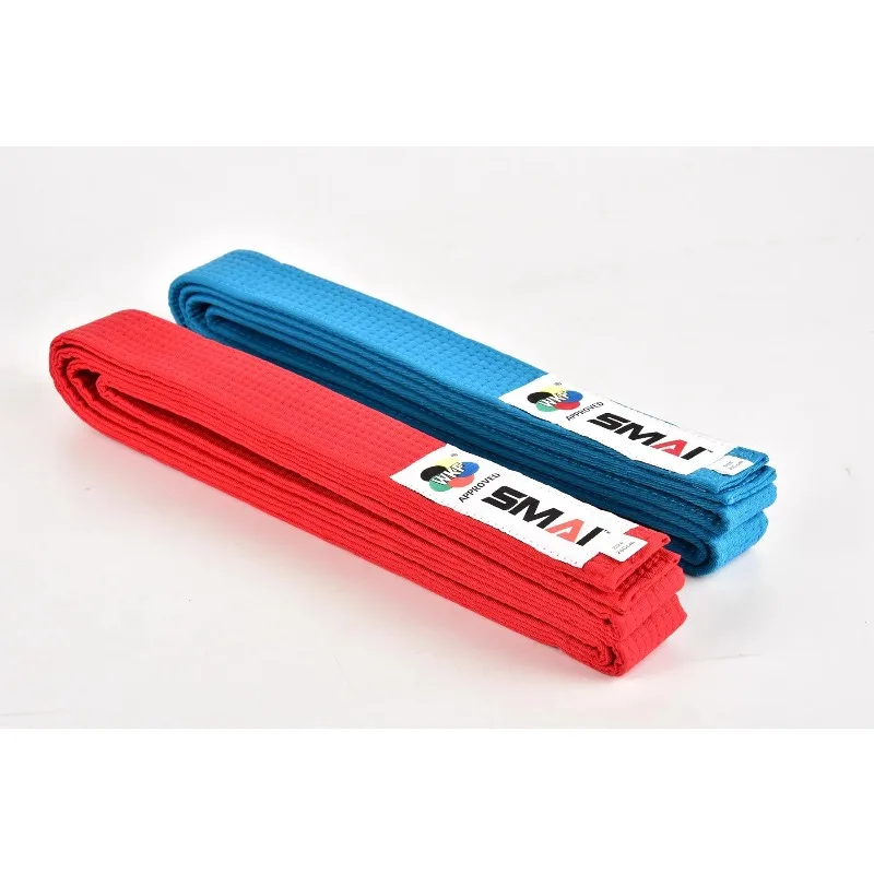 Promotional WKF APPROVED BELT SMAI karate match belts kumite competition with red and blue Match belt