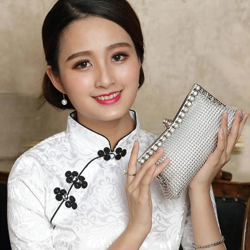 

Classic rhinestone aluminum beads banquet bag women's dinner bag dress bag chain clutch bag bride bridesmaid cheongsam bag