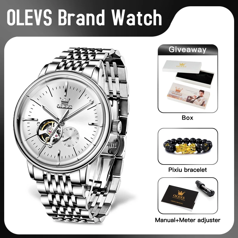 

OLEVS 6708 Mens Watch Brand Waterproof Luminous Multifunctional Automatic Mechanical Watch Mens Gifts Watches For Men Original