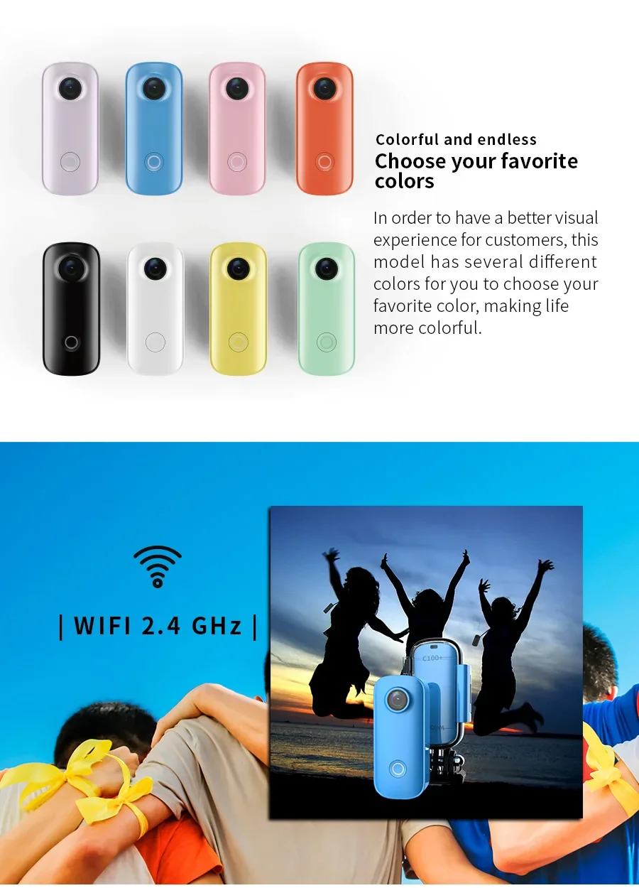 Caméra à pouce SJCAM C100 Plus 4K WiFi 30M, caméscope DV étanche pour Sport d'action