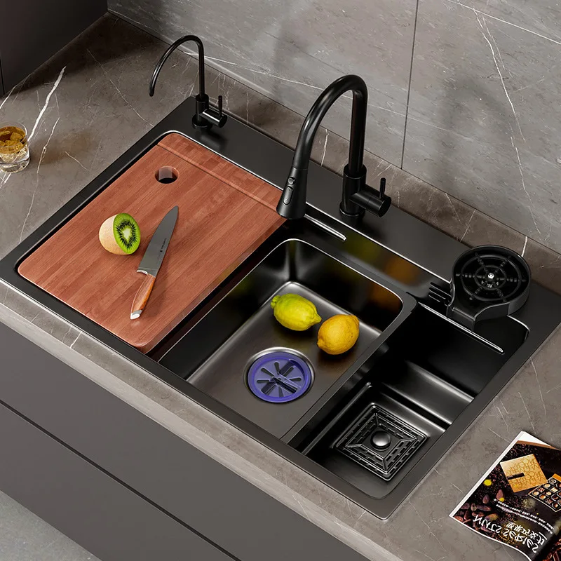 

Kitchen 304 stainless steel sink, black nano vegetable basin, large single sink, vegetable sink, thickened sink