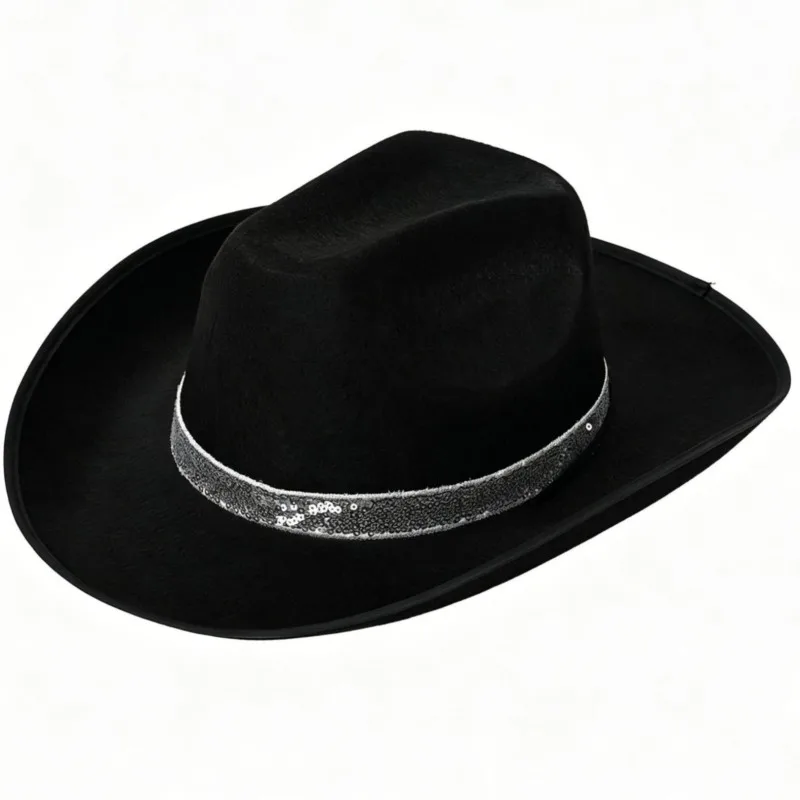 Men's and women's solid-color sequined cap personalized fashionable wedding party top hats
