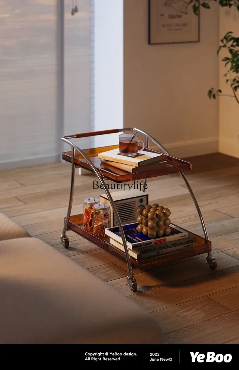 

yj15 Acrylic Zhonggu Trolley Sofa Side Table Corner Table Movable Living Room Small Apartment Bedside Table