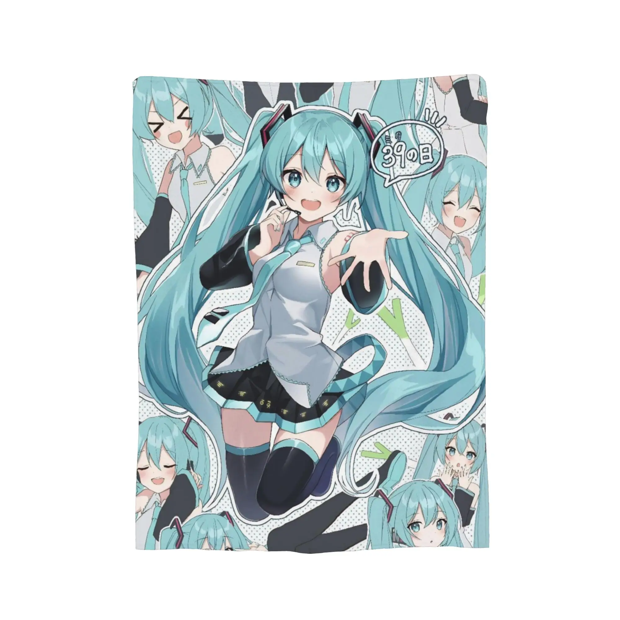 Hatsune Miku Anime-Decke, Fleece, bedruckt, multifunktional, warme Überwurfdecke für Zuhause, Reisen, Tagesdecke