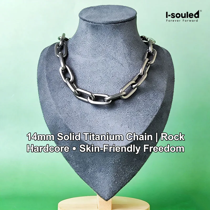 14mm Thick Titanium Chain Necklace for Men Hip Hop Punk Rock Welded Link Chunky Lightweight Hypoallergenic Waterproof Jewelry