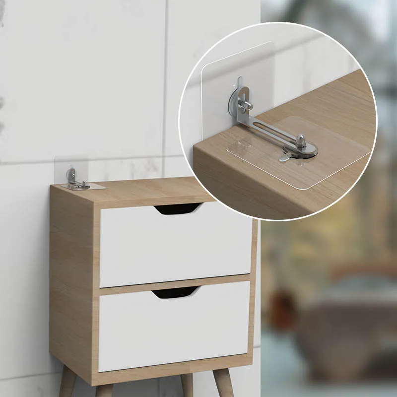 Furniture Anchors Strong Self-adhesive Fixed Prevent Dumping Device No punching Safety Anti Overturning Cabinet Buckle Anchors