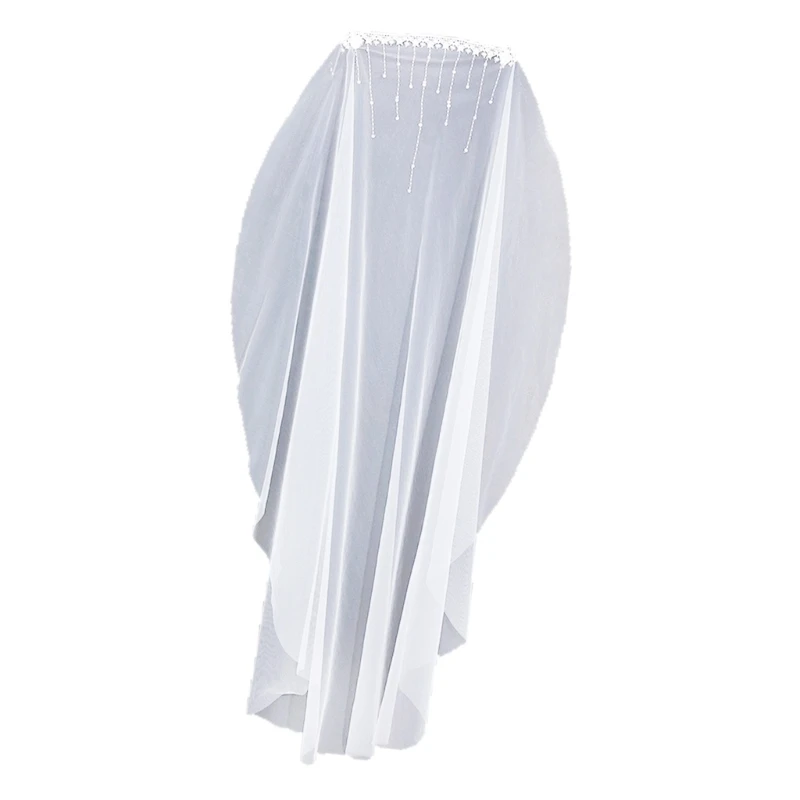 Delicate Embroidered Wedding Veils With Crystal Sequins Simple Sheer Fabric Headpiece For Bride Event