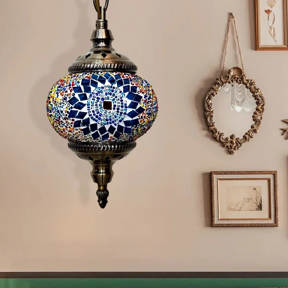 Mosaic Pendant Light Turkish Moroccan Mosaic Hanging Ceiling Lamp E27 Bar Restaurant Mediterranean Pendant Light Home Decoration