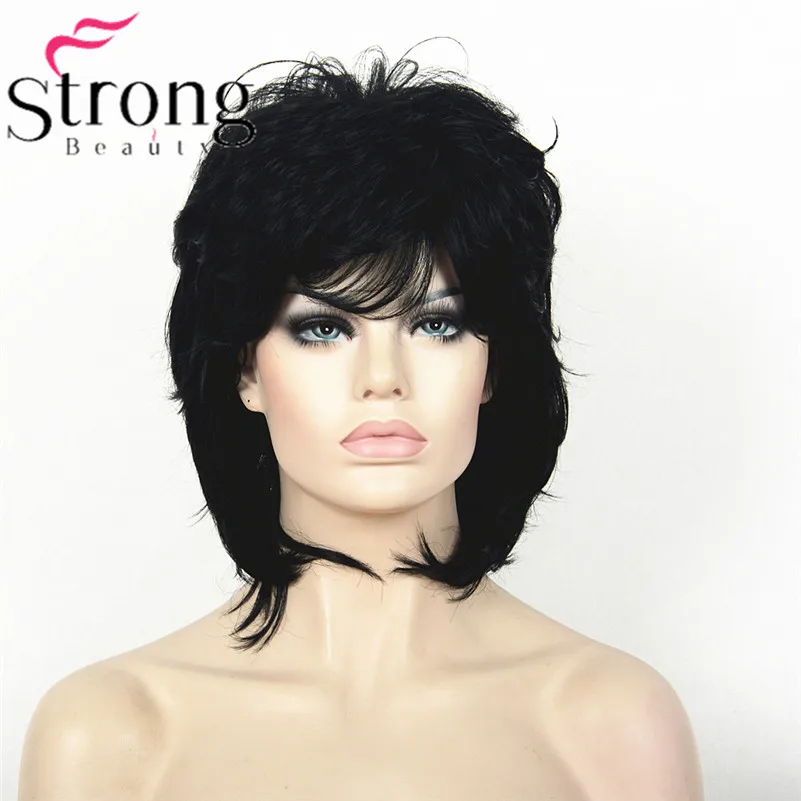 StrongBeauty Women Synthetic wig Short Hair Black/Blonde Natural wigs Capless Layered Hairstyles