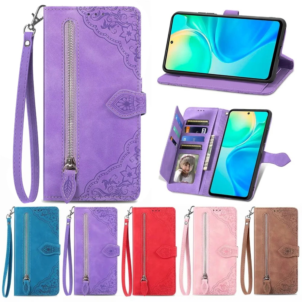 For Samsung Galaxy S25 S24 FE Ultra Plus A06 A16 A36 A56 M15 M55 F55 C55 5G Phone Case Forest Zipper Exotic Leather Cases Cover