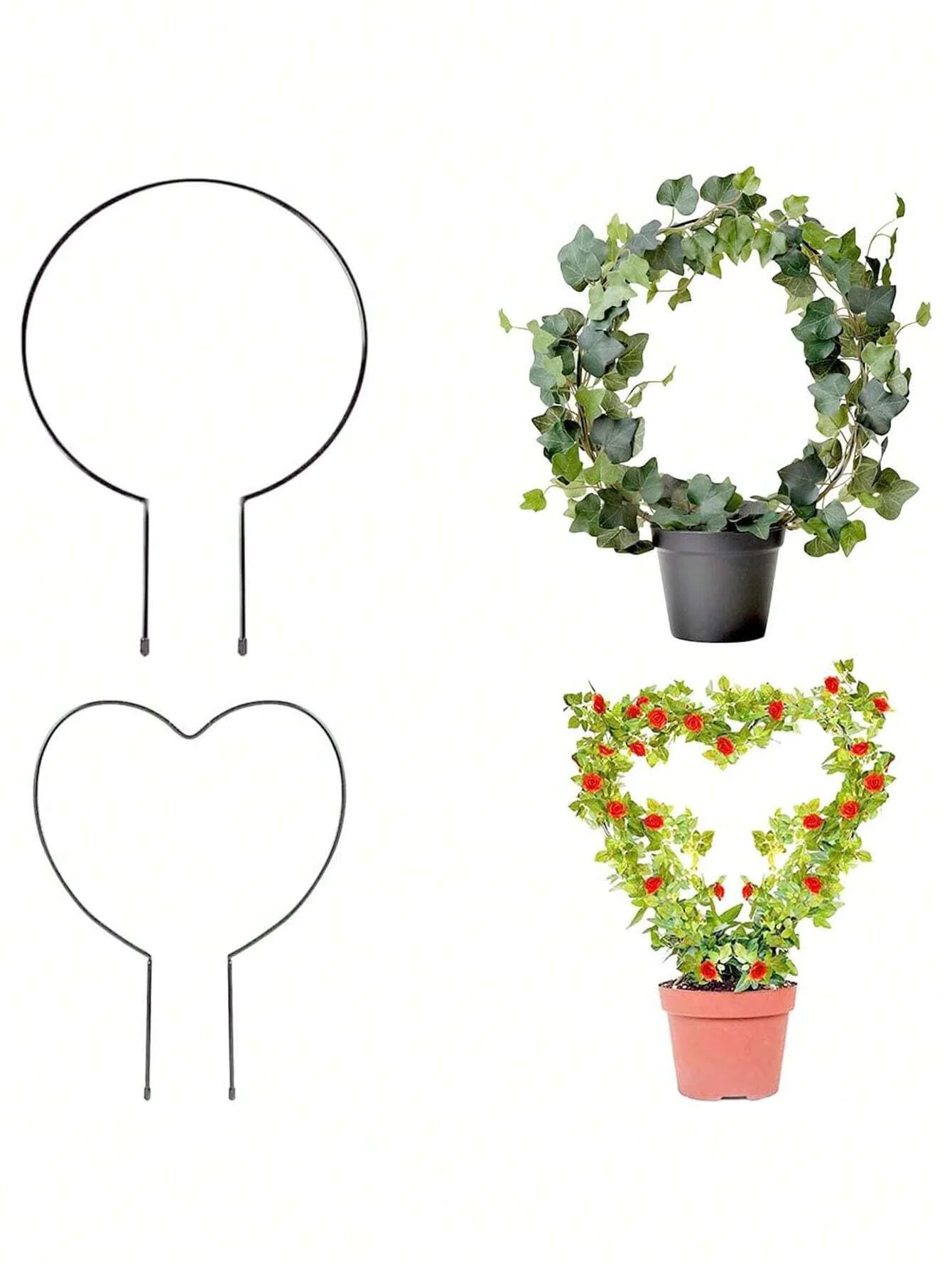 1pc Heart-Shaped Wrought Iron Plant Rack, Outdoor Garden Flower Stand, Plant Climbing Frame Garden Decor Tool, Ideal For Home In