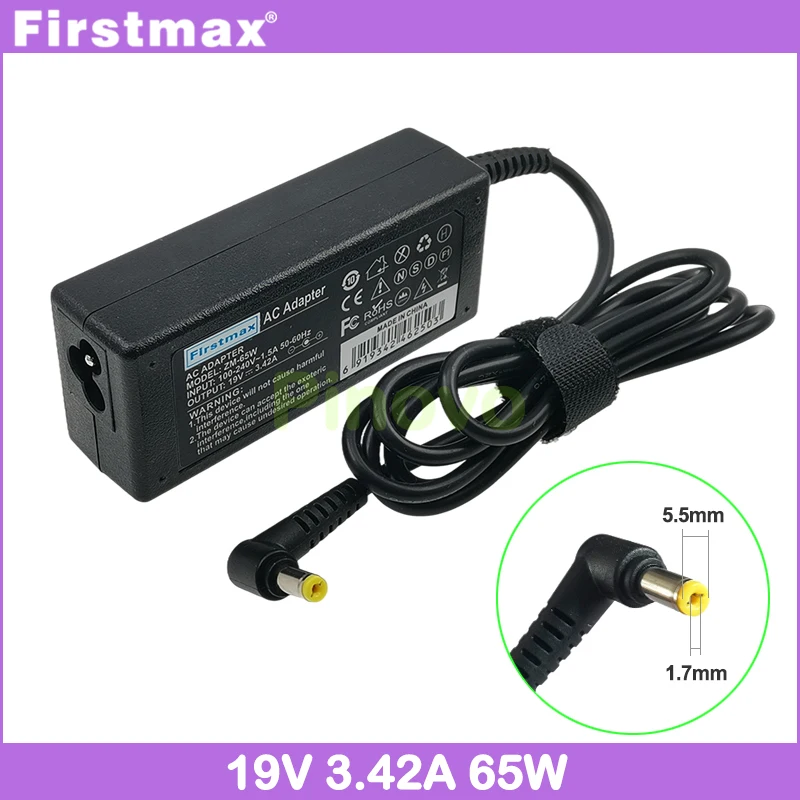 19V 3.42A Laptop Power Adapter for Acer Aspire M3-581PT M3-581PTG M5-481 M5-481G M5-481PT M5-481PTG M5-481T 65W Battery Charger