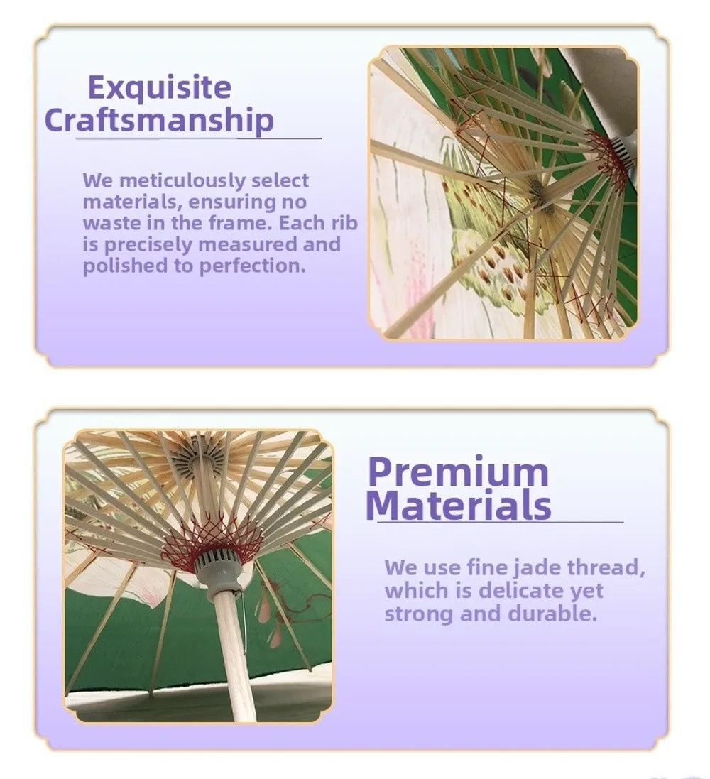 56 سنتيمتر مظلة مروحة قماش حريري النمط الصيني العتيق تأثيري Hanfu النفط ورقة مظلة شرابة 10 ألوان #1