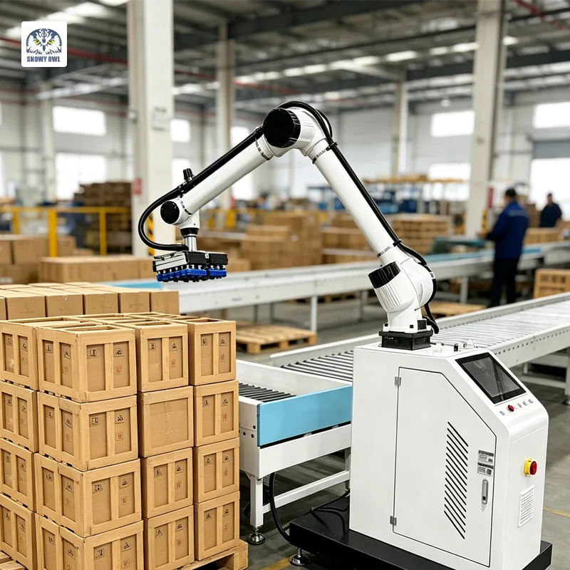 Automatic Low Cost Pick and Place Collaborative Robot Cobot Arm Palletizer for Milk Juice Production Line view 4